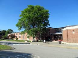 A frontal view of Ledyard High School